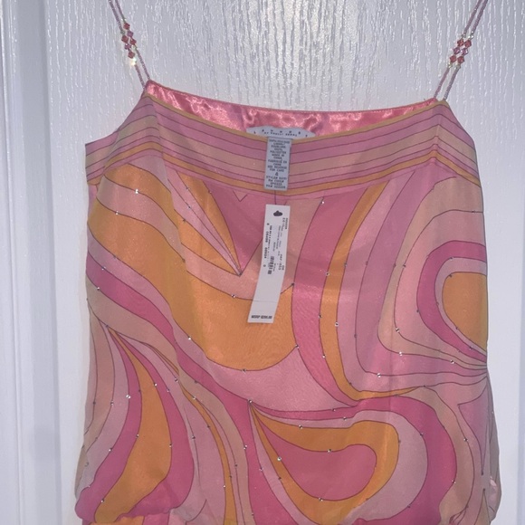NEW LAUNDRY BY SHELLI SEGAL Colorful Pink Swirl Pattern Embellished Pucci Bead 4 - Picture 3 of 7